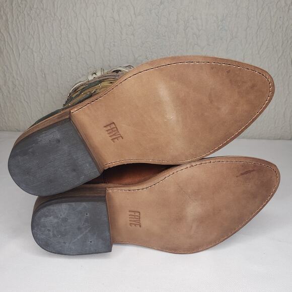 FRYE Billy CACTUS Boots Size 7.5 Multi Color Leather RARE Western Cowgirl - Picture 14 of 16